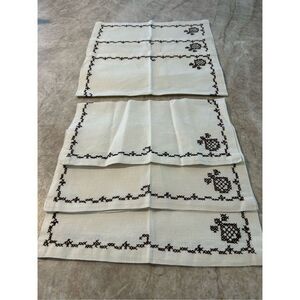 Vintage Cross Stitched Cloth Napkins